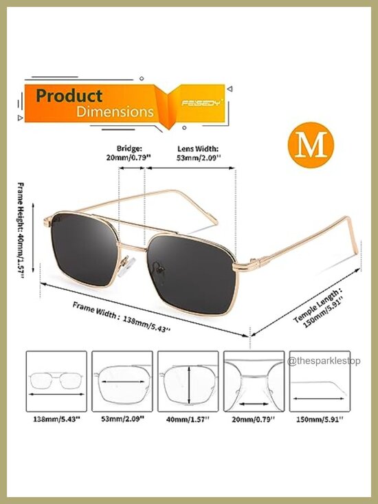 Retro Metal Frame Square Aviator Sunglasses with UV Protection